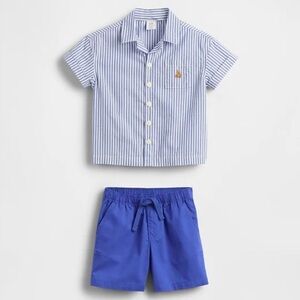 GAP Baby Blue Poplin Outfit Set - 6-12m